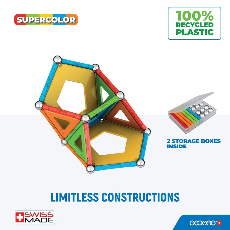 Geomag - Supercolor Magnetic Constructions for Kids, Magnetic Toy, Green