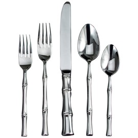 Ricci Bamboo 5-Piece Stainless-Steel Flatware Place Setting, Service for 1