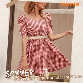 WHIPPY Straw Woven Elastic Waist Belt for Women Boho Women Braided Rattan Wide Belt Stretch Waist Belt, beige