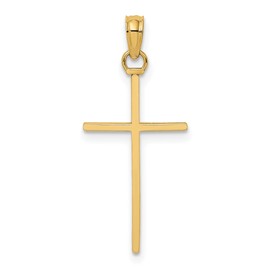 IceCarats 14K Solid Yellow Gold Stick Latin Mexican Holy Cross Necklace Religious Chain Pendant Jesus Christ Charm 26.5mm x 11.5mm Only