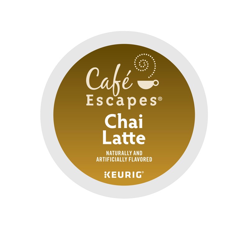Cafe Escapes, Chai Latte Tea Beverage, Single-Serve Keurig K-Cup Pods,