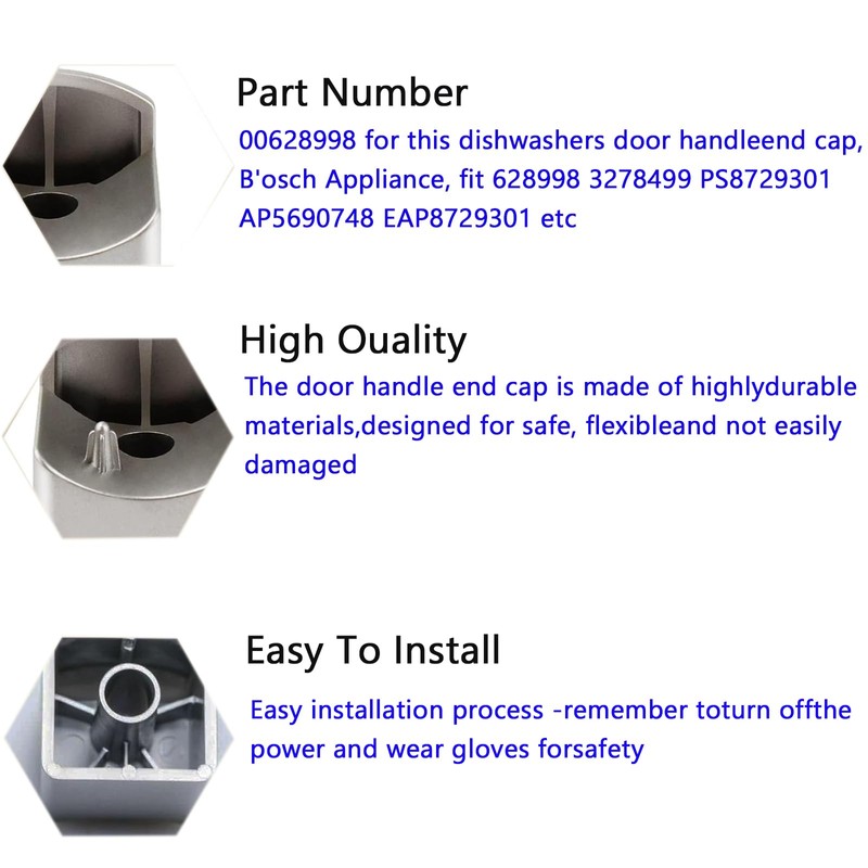 WSVOLLIS 00628998 Dishwasher Handle End Cap ， Compatible with Models