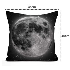 Tomda Full Moon with Stars Decorative Cotton Linen Throw Waist Cushion Cover Pillow Case Grey Golden Pillowcase 45x45cm 18x18 Inch
