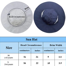 Kids Sun Hat Wide Brim UV Protection Summer Beach Hat for Girls Boys Adjustable Mesh Toddler Bucket Cap 2 Pack(Navy+Grey,1-2 Years)