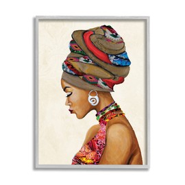 Stupell Industries Woman Wearing Traditional African Fashion Headwrap, Designed by Gina Ritter Gray Framed Wall Art, Multi-Color
