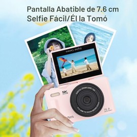 XUMIUZIY Cámara Digital 5K 75MP con WiFi y Pantalla Giratoria 180°, Cámara Vlogging para Youtube con Zoom 18X, Enfoque Automático, Filtro de Belleza, 