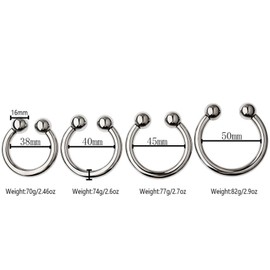 Removable Large C-Shape Opening-Ring Accessory, Men's Stainless Steel Weight Ring with Beads-USZF65 (40mm)