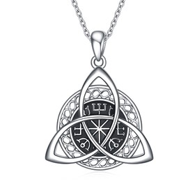 YAFEINI Good Luck Celtic Knot Viking Pendant Necklace for Women Polished 925 Sterling Silver Amulet Protection Viking Triskele Jewellery, Sterling Silver, No Gemstone