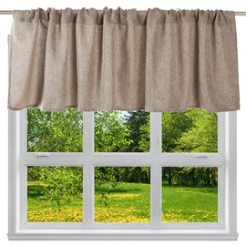 Jola's House 2 Pack Burlap Window Curtain Valances Farmhouse Style Window Treatment Decor Curtains Rod Pocket Valances for Kitchen/Living Room 16" x 56" (Brown)