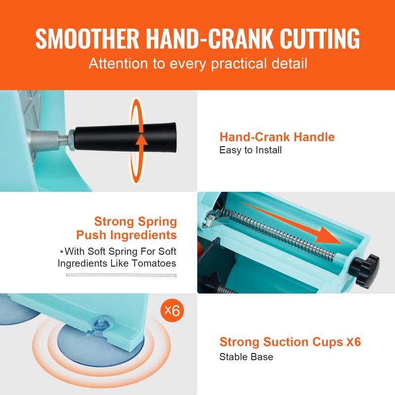 VEVOR Manual Vegetable Fruit Slicer, 0-0.5"/0-12mm Thickness Adjustable Commercial Slicer