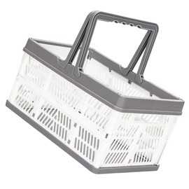 GANAZONO Folding Plastic Storage Basket Portable Snack Organizer with Handles Space-Saving Design for Home Room and Office