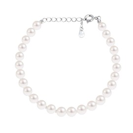 Lara Christie Women's Bracelet, Akoya Pearl, Baby Pearl, 925 lb46-0001, One size, Silver, Pearl