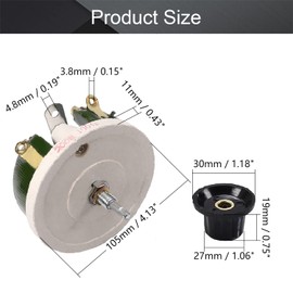 Fielect 200W 100R Ohm Ceramic Wire Wound Potentiometer Linear Rotary Resistor Rheostat with Knob for Industiral Machinery RPM Adjustment