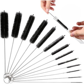 Set 13 Cepillos de Limpieza Limpia Popotes Pipas Botella Tubular Nailon 21cm Resistente Diferentes Medidas Multiuso para Hogar Laboratorio Oficina Biberon Termo Pajilla Limpiapipa 13 unidades