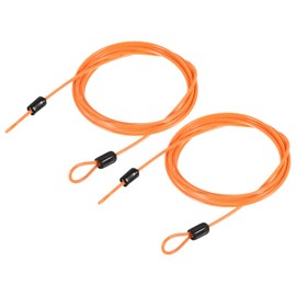YOKIVE 2 Pcs Security Steel Cables, Coated Baggage Lock Wire Rope with Double Loop | Great for Luggage, Bicycles, Doors (Orange, 2.5mmx2m)