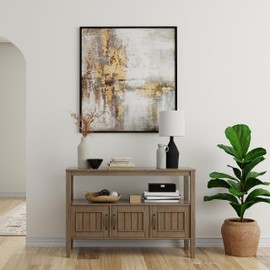 SIMPLIHOME Lev Solid Wood 48 Inch Wide Contemporary Console Table in Smoky Brown, for The Living Room, Entryway and Bedroom