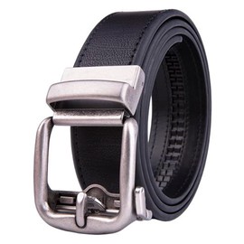 Fabio Valenti Men's Genuine Leather Ratchet Dress Belt with Automatic Buckle, Adjustiable (Black, 32/34)