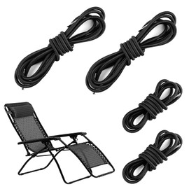 Pack of 4 Elastic Cord for Sun Lounger, 2 x 2.2 m + 2 x 1.4 m Replacement Cords for Zero Gravity Chair, Universal Rubber Cord for Relaxing Deck Chair, Garden Chair Elastic Cords Replacement Parts for