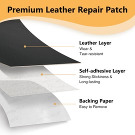 Lewondr Leather Repair Patch, 15.7'' × 118" Large Leather Repair Tape Kit, Self-Adhesive Leather Patches for Furniture, Couch, Sofa, Car Seat, Chair, Clothing, Black