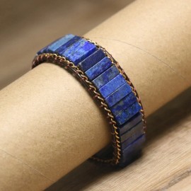 Unbranded Lapis Lazuli Gemstone Tube Beads Braided Bracelet Healing Reiki Crystal Gifts