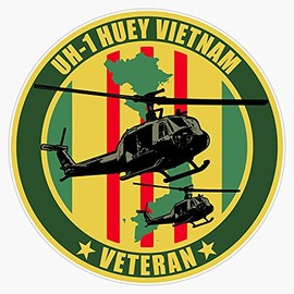 HOF Trading Uh-1 Huey Vietnam Veteran Vinyl Sticker Waterproof Decal Laptop Wall Window Bumper Sticker 5"