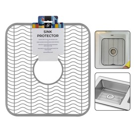 DecorRack Sink Protector, 12 x 11 inches, Kitchen Sink Dish Rack, Protect Sink from Stains, Damage, Scratches, Dishwasher Safe Sink Grid for Kitchen, Gray (1 Pack)