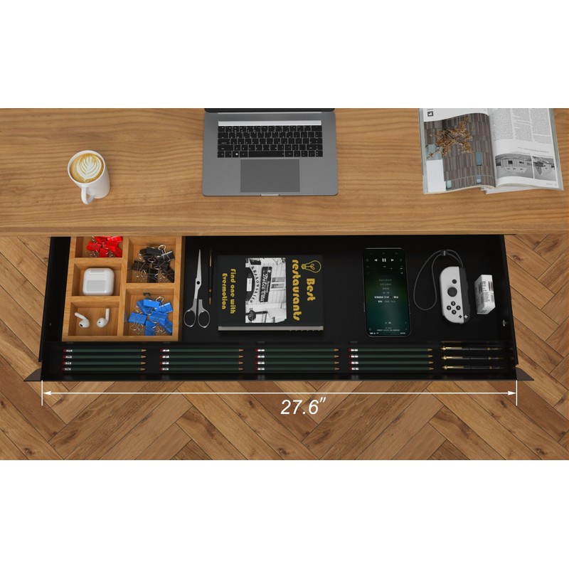 Gaxomo Large Under Desk Mounted Sliding Drawer with Bamboo Tray