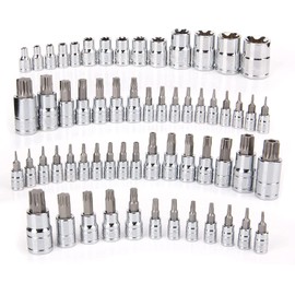 Y&Y Decor Bit Socket Set - 60 Pc Steel Star Bit Set Tamperproof, Torx Plus, and External Torx Socket Set with Case