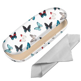 BHAHB Eyeglasses Case Hard Shell Protective Case for Glasses,Eyeglass Holder Box with Cleaning Cloth for Unisex Women Girls Men Cute Aesthetic Classic-Butterfly