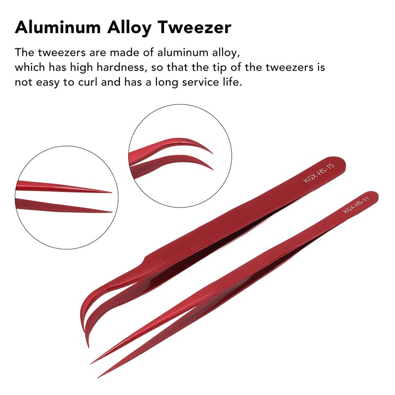 Tweezer Set Aluminum Alloy Curved Straight Head Anti Magnectic Accuracy