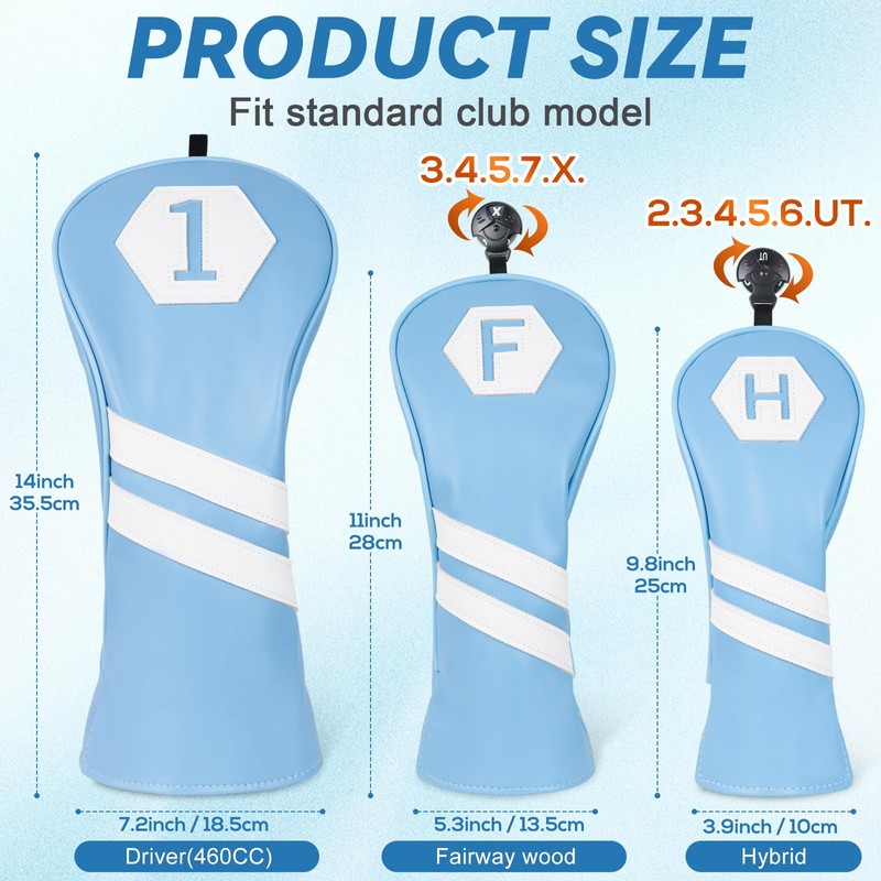 Golf Club Head covers Hybrid Utility Rescue with Interchangeable Number