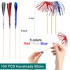 Cocktail Picks,100pcs Red Blue Silver Firework Toothpicks for Appetizer, 9