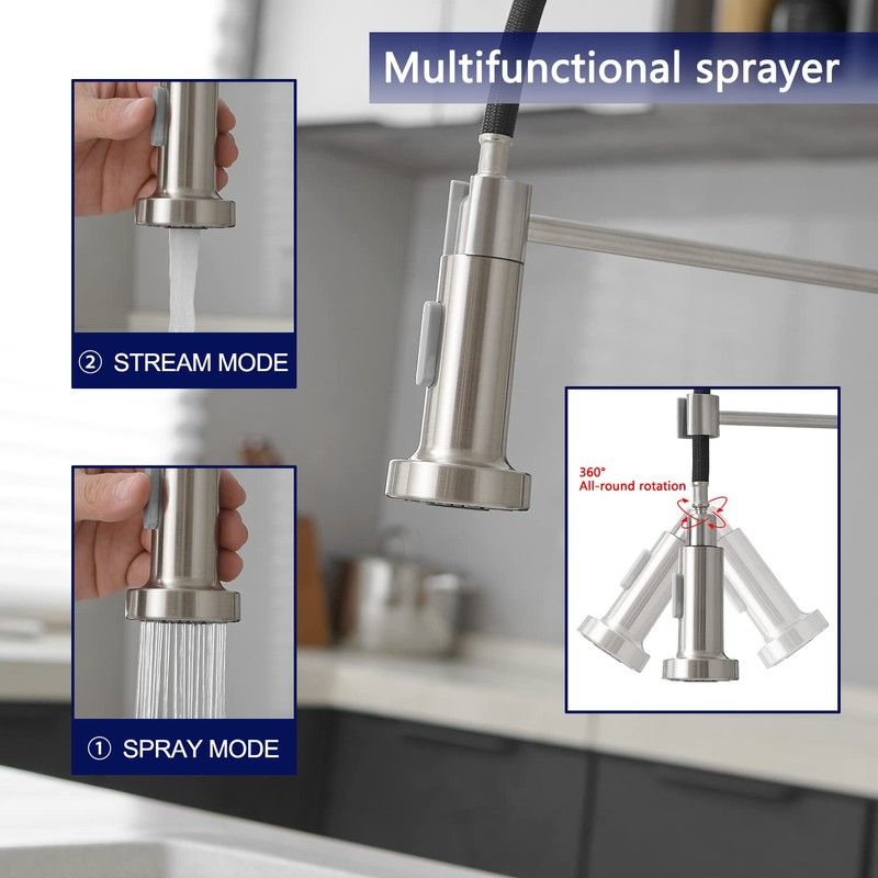 VOTON Kitchen Faucets with Pull Out Sprayer Commercial Spring Sink