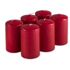 SPAAS Set of 6 Red Pillar Candles - 2.3x4 Inch Unscented Pillar Candles | Decorative Home Decor, Emergency, Memorial, Vigil, Weddings, Parties