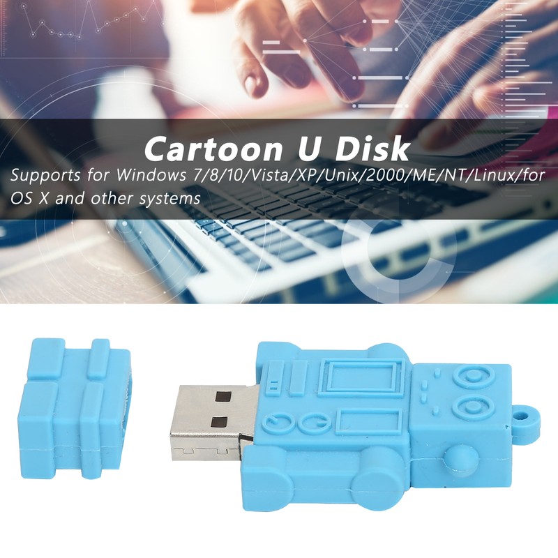 Cartoon U Disk Blue Robot Appearance High Speed Bulk Storage