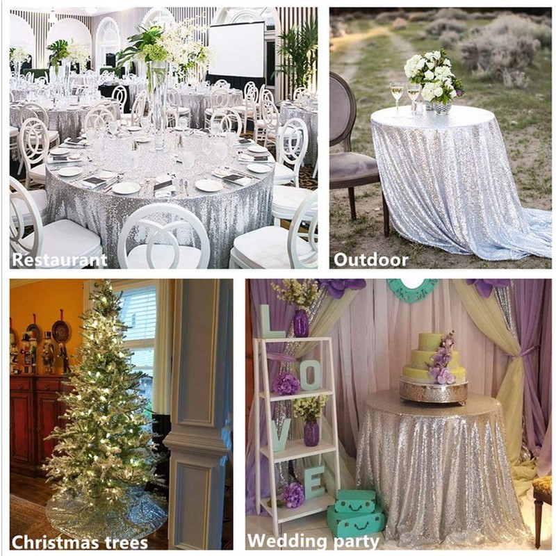 Eternal Beauty 122cm (48 inch) Round Sequin Tablecloth Wedding Party