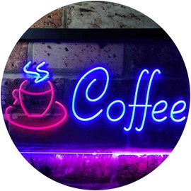 Coffee Shop Hot Cup Illuminated Dual Colour LED Bar Light Neon Light Advertising Neon Sign Red & Blue 300 x 210 mm st6s32-i0433-rb