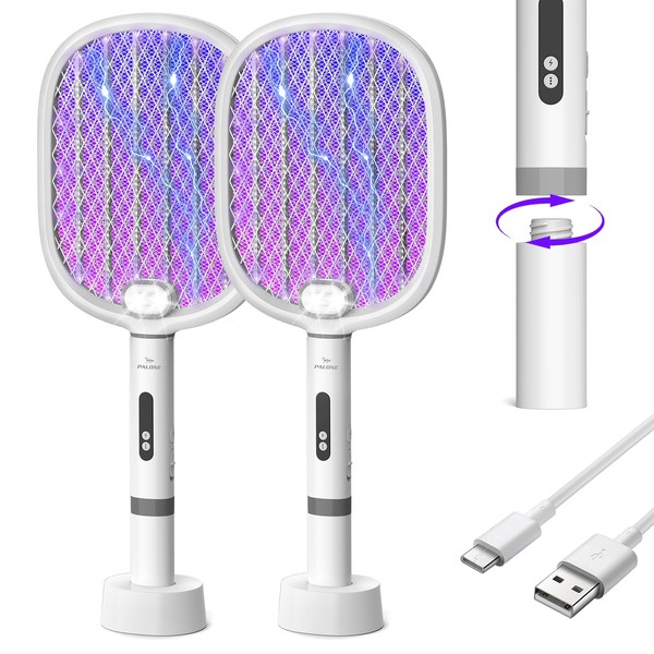 PALONE Electric Fly Swatter, Rechargeable Mosquito Swatter, Bug Zapper Racket