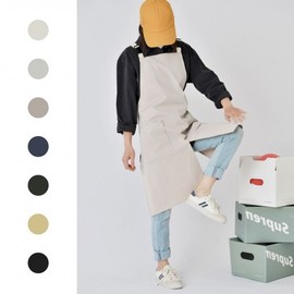 Pretty waterproof apron front slit casual daycare cafe workshop kindergarten apron / 예쁜방수앞치마 앞트임 캐주얼 어린이집 카페 공방 유치원 앞치마