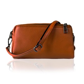 masamilk Women's Genuine Leather Shoulder Bag, Mini Bag, Small, Compact, Cowhide Leather, Crossbody Hanging, Lightweight, Camel