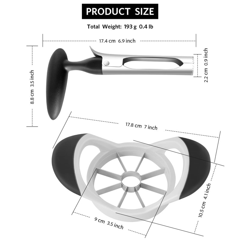 Asdirne Apple Slicer & Corer Set, Apple Cutter and Fruit