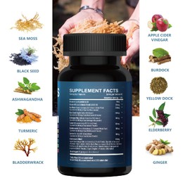 Meidlfesun Organic Sea Moss Capsules with Black Seed Oil & Ashwagandha | Immune, Skin & Energy Support | 60 Vegan Capsules | Non-GMO, Gluten-Free