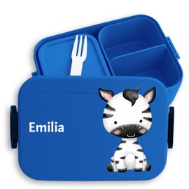 Children's Bento Box Midi Lunch Box for Mepal Bento Box - Cute Zebra - 900 ml - Blue - Lunch Box Lunch Boxes Compartments Leak-proof Nursery