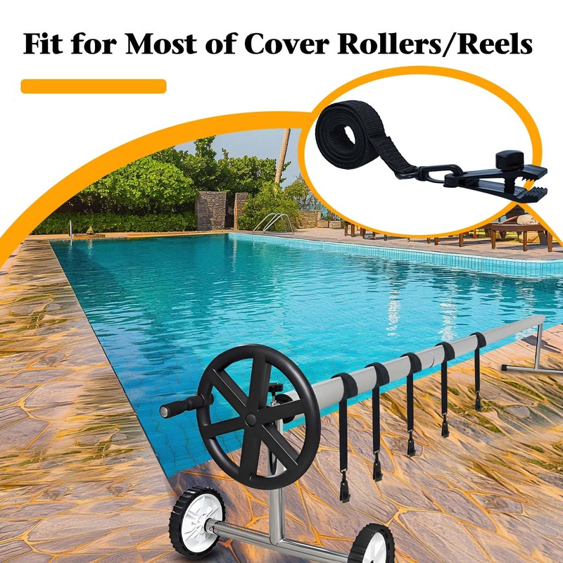 18Pcs Upgraded Pool Solar Cover Reel Straps Pool Cover Reel