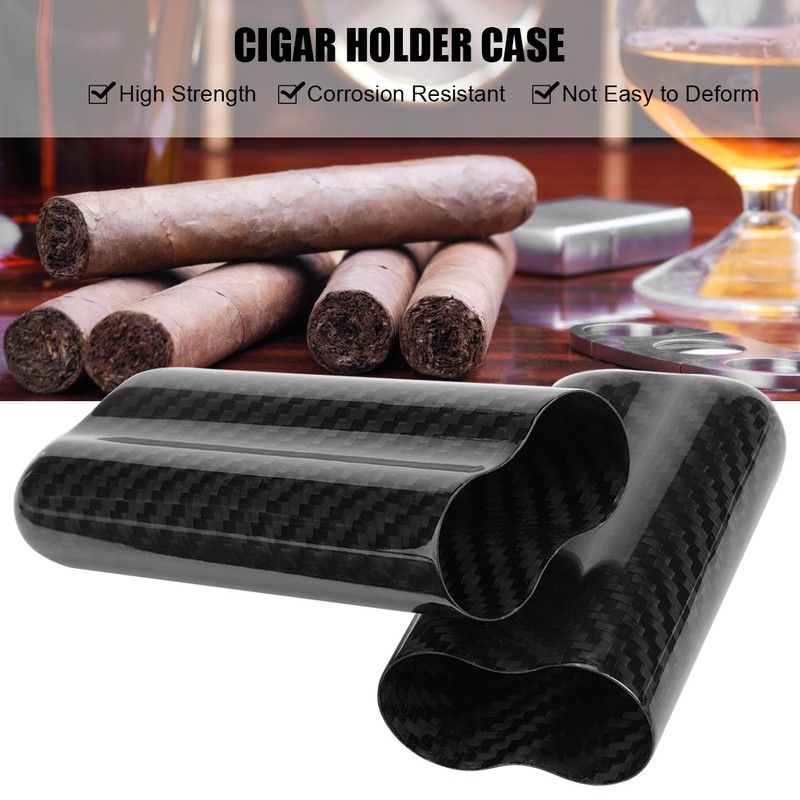 Carbon Fiber Cigar Holders Case Humidors 2 Tube Cigar Storage