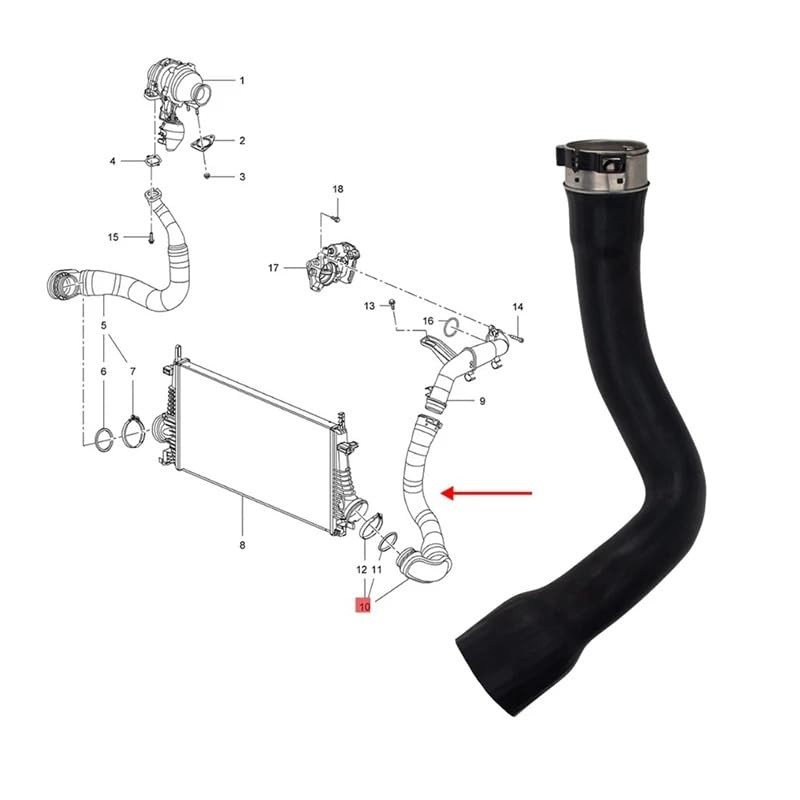 Intercooler Turbo Hose Pipe for Vauxhall Insignia 2.0 CDTI 13242121