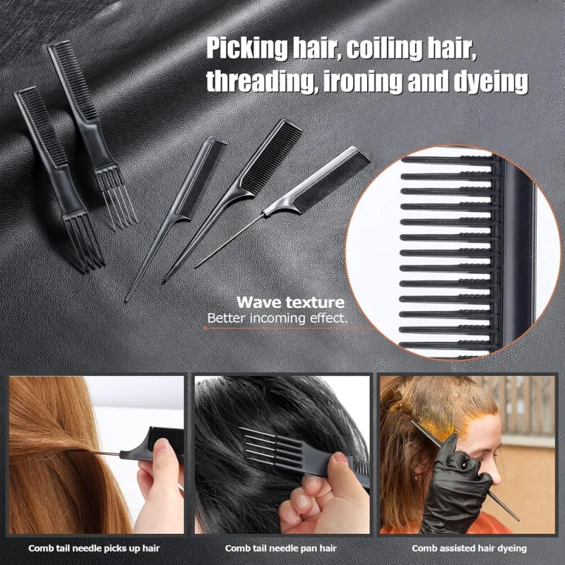 10 Piezas Peines Para Barbero Estilista Profesional Negro