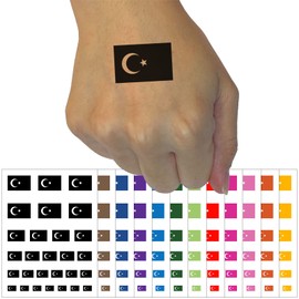 Turkey Flag Temporary Tattoo Water Resistant Fake Body Art Set Collection - Orange (One Sheet)