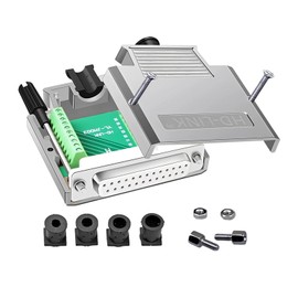 Willwewon 1 x Female DB25 Metal Shell Solderless Plug, RS232 D-SUB Serial to 25-Pin Port Connector Terminal Block Breakout Board with Case Long Bolt Tailpipe