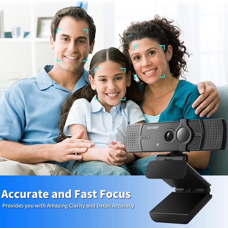 Fahgaer USB Webcam with Microphone, 1080P USB Camera Web Camera